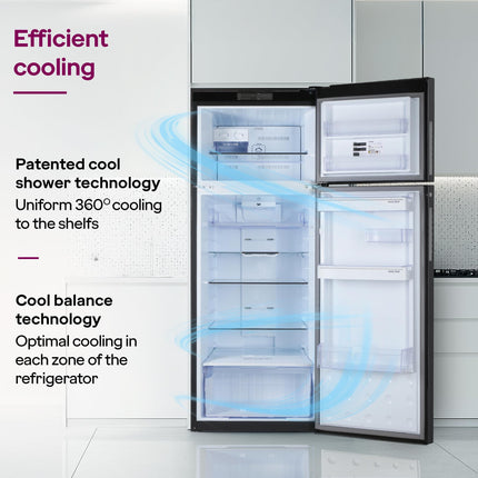 Godrej 308 L 2 Star Fully Convertible 4-in-1, Nano Shield Technology Inverter Frost Free Double Door Vibe Refrigerator (RF EON 331B RCIT MT BK, Matt Black) 