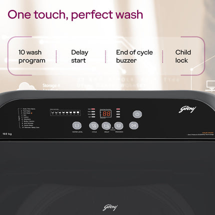 Godrej Smart Choice 10 Kg 5 Star, AI Tech, Inbuilt Heater, Fills Tub at ~0 Water Pressure, Steel Drum Fully Automatic Top Load Washing Machine (WTEON ADA 10 5.0 FEFH GLGR, Glacial Grey) 