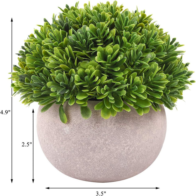 Dekorly® 4 Packs Artificial Potted Plants Bathroom Fake Shelf Plant Office Table Decor Mini Green Faux Topiary Kitchen Cabinet Farmhouse Decorations (4 Plastic Pots) 
