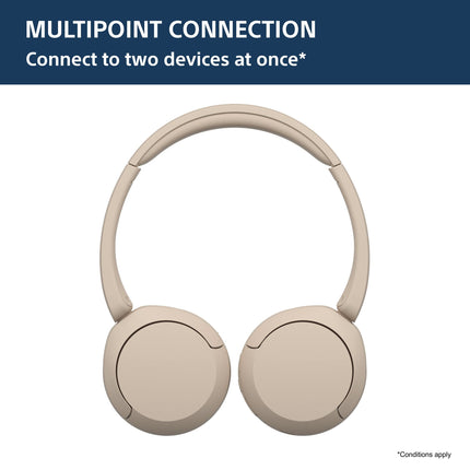 Sony WH-CH520 Wireless Bluetooth Headphones with Mic, Up to 50Hrs Battery-Beige 