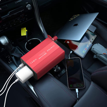 VANTRO 500W Car Inverter DC 12V to AC 220V with QC3.0 & PD 65W USB, Universal Socket, 200W via Cigarette Lighter, 500W via Direct Battery Connection 