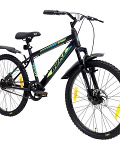 Avon Buke Spike 24T MTB Bicycles for Men|Tyre: 24 inches, Frame Size: 15.9'' Steel |Chainwheel with PVC Disc, Short Bend | Suspension Fork & Front & Rear Disc Break (Matt Black) 