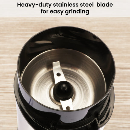 AGARO Grand Electric Coffee Grinder, Stainless Steel Blades, Grinds up to 60 Grams Dry Coffee Beans, Portable, Silver 