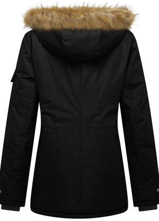 Wantdo Womens Quilted Puffer Coat Thick Parka With Removable Hood Black XL