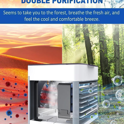 JUGUTEE Portable-Ac-Mini-Cooler-Fan-for-Room-Cooling-Rechargeable-Fan-Portable-Ac-for-Home-Portable-Air-Conditioners-Water-Mini-Humidifier-Hanging-Closet-Shelves (Multi) 