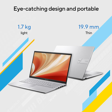 ASUS Vivobook 15, Intel Core i3 13th Gen 1315U, 12GB RAM, 512GB SSD, FHD 15.6", Windows 11, Office Home 2024, Cool Silver, 1.7Kg, X1504VA-BQ331WS, Intel UHD iGPU, Thin & Light, 42Whrs Laptop 