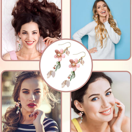 Statement Earrings for Women, Stylish Pink Flower Dangle Earrings, Korean Inspired Design, Elegant Western Style Earring for Girls, Perfect Special Occasions