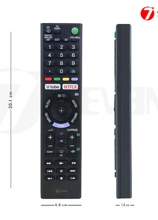 7SEVEN® Compatible with Sony Bravia TV Remote Control Suitable for Smart LCD LED UHD OLED QLED 4K Android Televison Non Voice Command with Streaming Apps - Match Key by Key with Existing Remote 