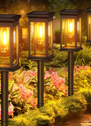 8 Pack Solar Pathway Lights Outdoor Waterproof, KOOPER Unique Outdoor Solar Lights, Bright Solar Garden Lights Outdoor, Auto On/Off Solar Lights Outdoor for Patio Yard Lawn Walkway Garden Decor 