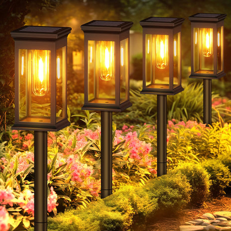 8 Pack Solar Pathway Lights Outdoor Waterproof, KOOPER Unique Outdoor Solar Lights, Bright Solar Garden Lights Outdoor, Auto On/Off Solar Lights Outdoor for Patio Yard Lawn Walkway Garden Decor 