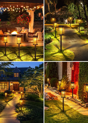 8 Pack Solar Pathway Lights Outdoor Waterproof, KOOPER Unique Outdoor Solar Lights, Bright Solar Garden Lights Outdoor, Auto On/Off Solar Lights Outdoor for Patio Yard Lawn Walkway Garden Decor 
