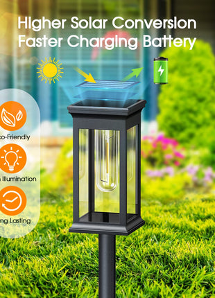 8 Pack Solar Pathway Lights Outdoor Waterproof, KOOPER Unique Outdoor Solar Lights, Bright Solar Garden Lights Outdoor, Auto On/Off Solar Lights Outdoor for Patio Yard Lawn Walkway Garden Decor 