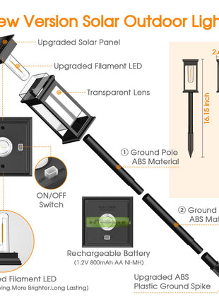 8 Pack Solar Pathway Lights Outdoor Waterproof, KOOPER Unique Outdoor Solar Lights, Bright Solar Garden Lights Outdoor, Auto On/Off Solar Lights Outdoor for Patio Yard Lawn Walkway Garden Decor 