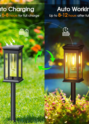 8 Pack Solar Pathway Lights Outdoor Waterproof, KOOPER Unique Outdoor Solar Lights, Bright Solar Garden Lights Outdoor, Auto On/Off Solar Lights Outdoor for Patio Yard Lawn Walkway Garden Decor 