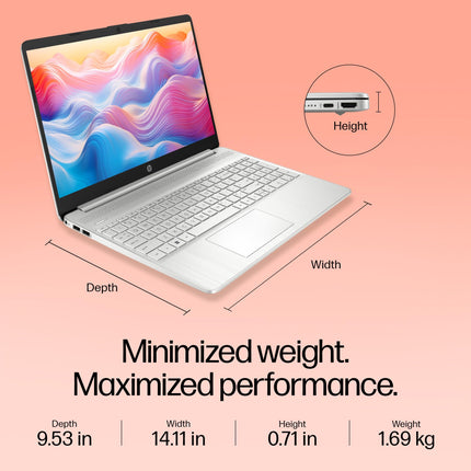 HP 15s, 12th Gen Intel Core i5-1235U, 8GB DDR4, 512GB SSD, (Win 11, Office 21, Silver, 1.69kg), Anti-Glare, 15.6-inch(39.6cm) FHD Laptop, Intel UHD Graphics, HD Camera, Backlit Keyboard fy5008TU 
