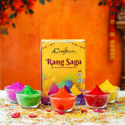 eCraftIndia Pack of 5 (5x80 g) Natural Gulal Holi Colours | Holi Colours for Kids Family Men Women | Natural Holi Colour | Holi Decoration Items | Holi Gulal | Holi Gift Hampers Box 