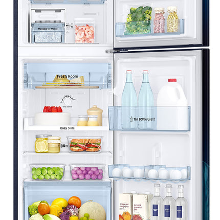 Samsung 236L 2 Star Inverter Frost-Free Double Door Refrigerator Appliance (RT28C31429U/HL,Paradise Bloom Blue), Base Stand Drawer 