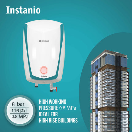 Havells Instanio 10L Storage Water Heater(Geyser)|Faster Heating|Safer to use|Saves electricity|Engineered for Hard Water|Color Changing LED Indicator|Anti Rust Tank|Mcoloy Heating Element 
