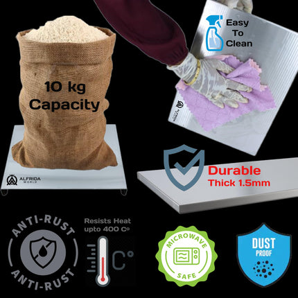 ALFRIDA WORLD Steel Chopping Board – 1st Time in India -New Launch | ISO Certified Sockist’s 202 Grade Stainless Steel Chopping Board Large | Heavy-Duty Chopping Board Steel | 30 Year Warranty (M) 