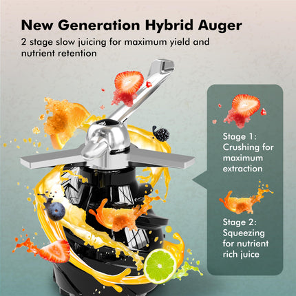 Havells Nutri Pure New Generation Cold Press Juicer|Low Noise DC Motor 105W,40 RPM|All-in-1 Fruit & Vegetable Juicer|Spiral Auger with SS Prong|Mesh Free filter for Easy Cleaning (Ivory) 105 watts 