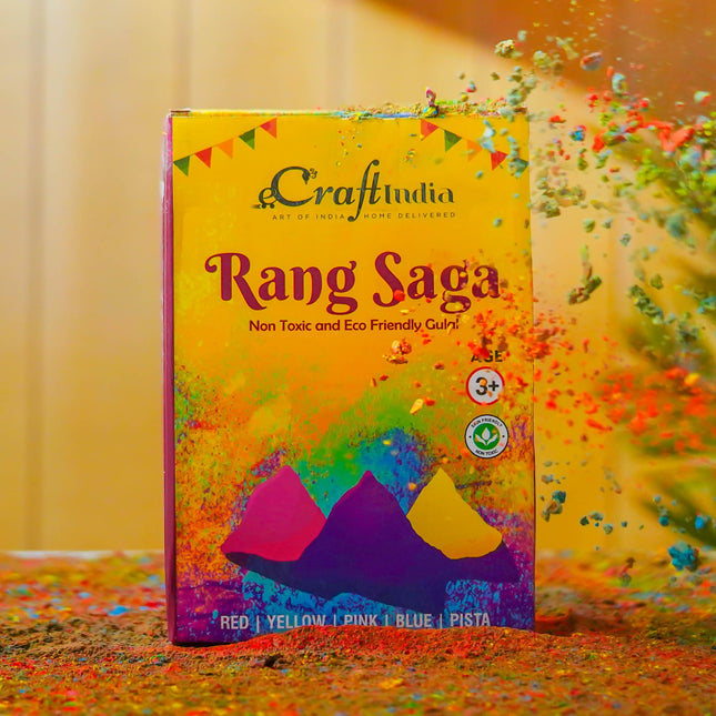 eCraftIndia Pack of 5 (5x80 g) Natural Gulal Holi Colours | Holi Colours for Kids Family Men Women | Natural Holi Colour | Holi Decoration Items | Holi Gulal | Holi Gift Hampers Box 