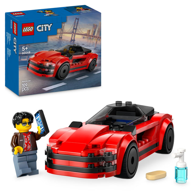 LEGO City Red Sports Car Supercar Toy Vehicle Set 60448 Building Blocks Toys for 5+ Gift for Boys and Girls 