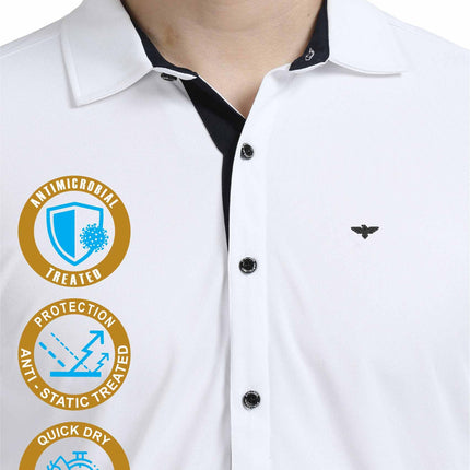 STELLERS Men's Premium Full Sleeve Shirt | Feather Touch Feel| Regular Fit| Odour Resistant| Anti-Static| Wrinkle Free| Quick Dry | Stretchable| Lightweight| Sweat-Proof White 