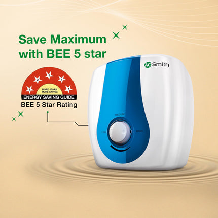 AO Smith Geyser 15 Ltr With 5 Star BEE Rating, Vertical Water Heater | Geyser 15+ Litre For High Rise Building | 7 Year Tank Warranty, 2 Year Comprehensive Warranty | SDS-GREEN-015 