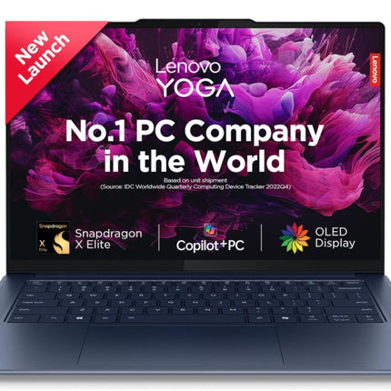 Lenovo Yoga Slim 7 Snapdragon X Elite X1E Built in-AI with Copilot+ 14"(35.5cm) 3K OLED 500Nits Touchscreen Laptop (32GB/1TB SSD/90Hz/Qualcomm NPU 45TOPS/Win11/MSO/1Yr ADP Free/Cosmic Blue/1.4Kg) 