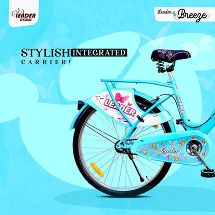 Leader Lady Star Breeze 26T Bicycle for Girls/Women with Front Basket and Integrated Carrier | Ideal for 12 + Years (Frame: 18 Inches) (26, Aqua Blue) 