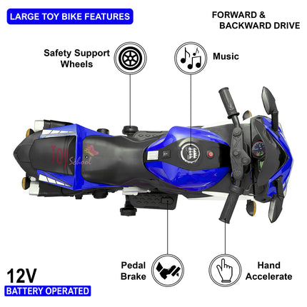 Nexus Product Kids Bike R3 Toy with Rechargeable Battery Operated Ride On for Kids to Drive | Electric Bike for Children [3 to 8 Years, Large, Blue+White] 