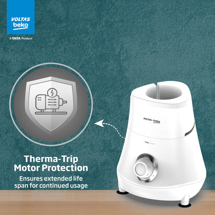 Voltas Beko, A Tata Product Powerfull 500 W Mixer Grinder with GrindX Technology (G5003HP-WH | 3 Jars | White) 