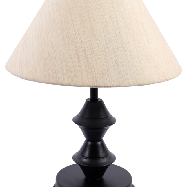 tu casa Off White Cotton Shade with Black Metal-Iron Base Table Lamp | Elegant Bedside & Desk Lamp for Bedroom, Living Room, Office, Home Décor & Gifting (Height : 13 Inch/No Blub Included) 
