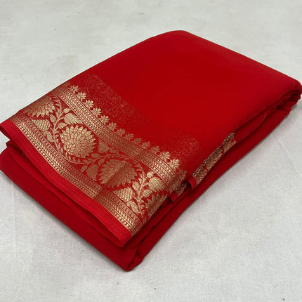 AYYAPPASILK Women's Mysore Silk Saree Handwoven, Lightweight, Elegant And Traditional Design Perfect For Weddings & Festivals With Matching Blouse Piece,red 