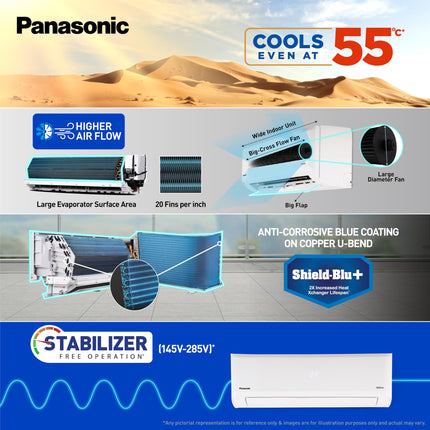 Panasonic 1.0 Ton 3 Star Premium Wi-Fi Inverter Smart Split AC (Matter Enabled, Higher Airflow, Copper Condenser, 7in1 Convertible, True AI, 2-Way, PM 0.1 Filter, CS/CU-SU12AKY3W, White) 