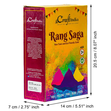 eCraftIndia Pack of 5 (5x80 g) Natural Gulal Holi Colours | Holi Colours for Kids Family Men Women | Natural Holi Colour | Holi Decoration Items | Holi Gulal | Holi Gift Hampers Box 
