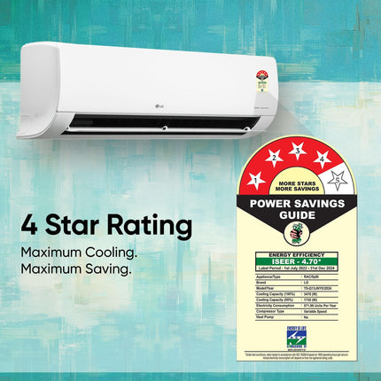 LG 1 Ton 4 Star DUAL Inverter Split AC (Copper, AI Convertible 6-in-1 Cooling, 4 Way Swing, HD Filter with Anti-Virus Protection, Faster Cooling & Energy Saving, 2024 Model, TS-Q13JNYE, White) 