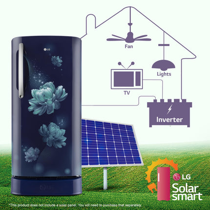 LG 201 L 5 Star Inverter Direct-Cool Single Door Refrigerator (GL-D211HBCZ, Blue Charm, Base stand with drawer) 