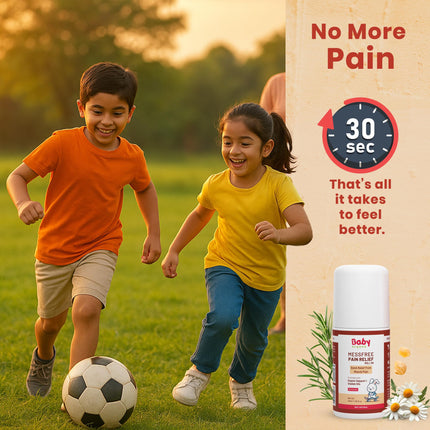 BabyOrgano New Launch Pain Relief Roll-On for Growing Pains & Muscle Aches Reduces Inflammation | Pediatrician & Dermatologically Tested | Fast-Absorbing | Non-Sticky | 3+ Months | 40ml