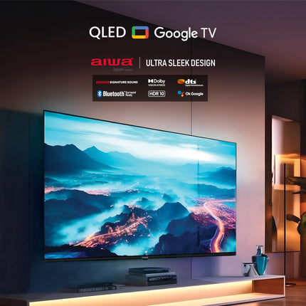 Aiwa 139 cm (55 inches) QLED Display 4K Ultra HD | Google TV | Smart TV | Dolby Vision | Magnifiq Series Bezel-Less | 2 GB RAM | 16 GB Storage | Dolby Atmos Audio | Signature Sound | AS55QUHDX3-GTV 