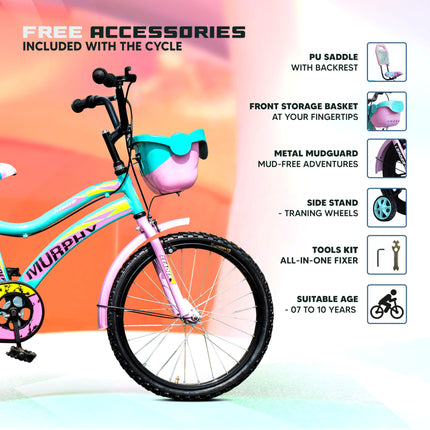 Leader Kids Children, Boys, Girls 20T Road Bike , 20 Inches Steel Frame , Single Speed Cycle For 7-10 Years , Sea Green & Light Pink, Rigid 