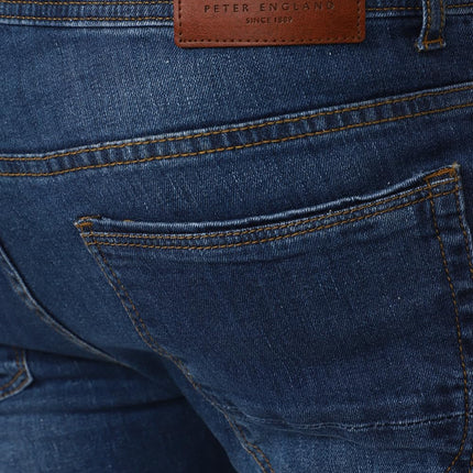 Peter England Men's Mid Wash Stretchable Mid Rise Jeans Medium Blue 