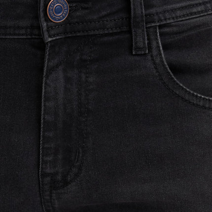 Peter England Men's Premium Skinny Fit Stretchable Mid Rise Jeans Black, 30 