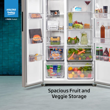Voltas Beko, A Tata Product 563 L Side by Side Frost Free Refrigerator with ProSmart Inverter Compressor (RSB585/FPV300RXID, INOX steel, Active Fresh Blue Light) 