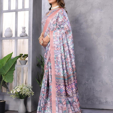 Priyashi Women Mysore Silk Art Silk Cotton Blend Printed Bollywood Saree With Blouse |saree for Women | silk saree | New Sari | Latest Saree_AZ-PY-P1-PUSHPA 09 