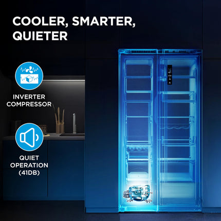Midea 563 L Side By Side, Frost Free Refrigerator |Digital Display|Stabilizer Free Operation|Inverter compressor (MDRS710FGF46 Bru Steel) 
