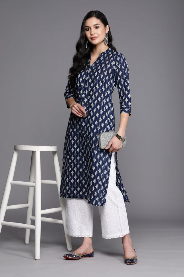 Libas Women's Cotton Regular Kurta (26458_Blue 