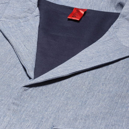 Women Blue Pure Cotton Blazer with Shawl Collar 
