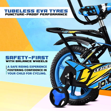 Leader JoyStar Cycle for Kids | Bicycle for Kids with Training Wheels | Comfortable Seat, Backrest & Front Storage| Kids Cycle for 2-5 Years Boys & Girls | Frame: 8 Inches (14T, Blue) 