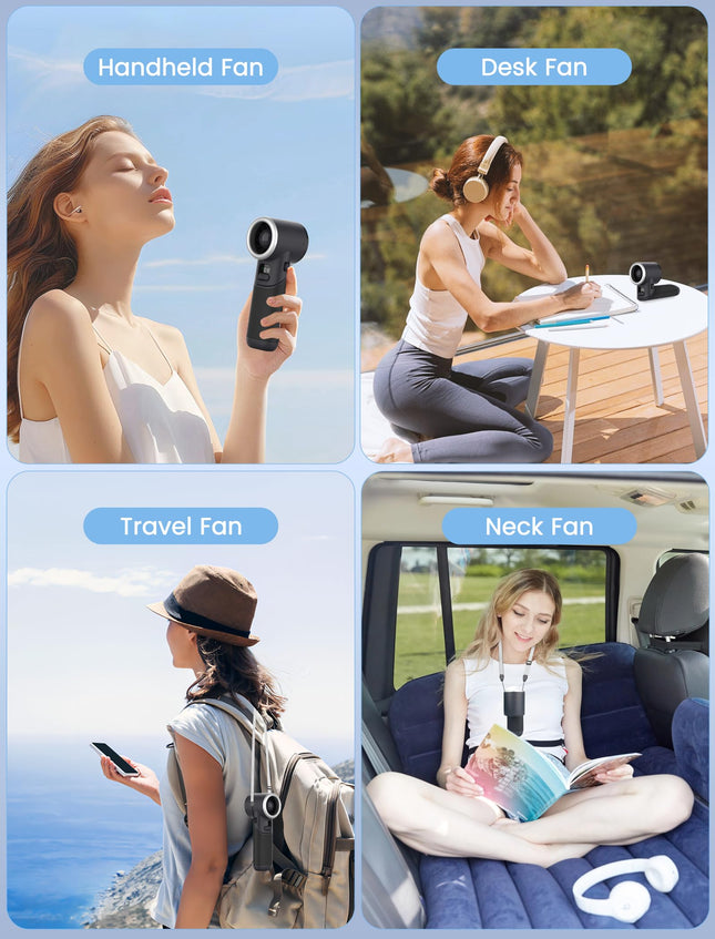 MERTTURM® Handheld Fan, Portable Mini Hand Fan, 3600mAh USB Rechargeable Turbo Fan[11H Cooling], Powerful Small Desk Fan with LED Display/5 Speed, Personal Foldable Fan for Home Travel Office Outdoor 